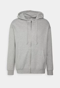 YOURTURN Relaxed Fit Unisex - Zip-Up Sweatshirt - Mottled Light Grey