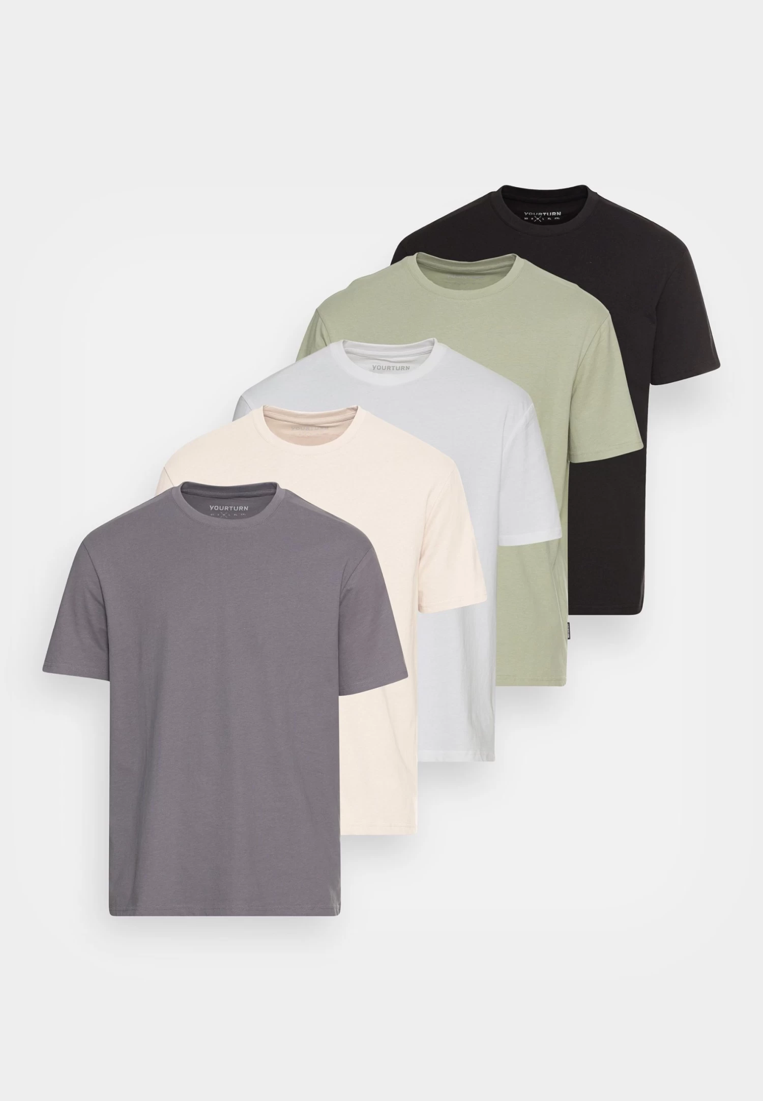 YOURTURN Unisex 5 Pack - Basic T-Shirt - Dark Grey/White/Beige 8 YOURTURN Unisex 5 Pack - Basic T-Shirt - Dark Grey/White/Beige - Image 6