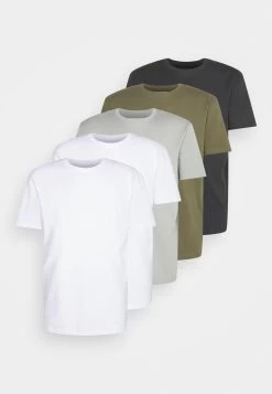 YOURTURN Unisex 5 Pack - Basic T-Shirt - White/Olive /Black -Yourturn Online Shop fd0cb44c209a4deebcd571033de05bdb